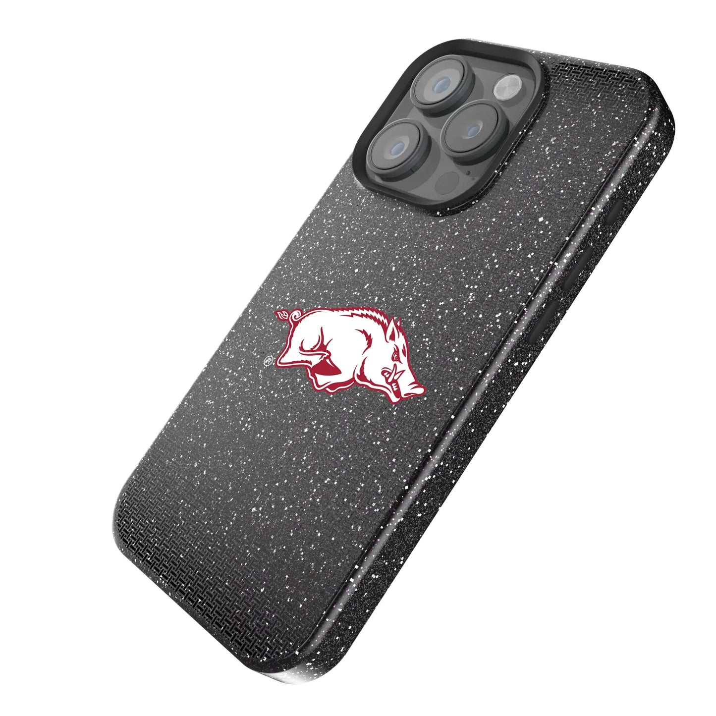 University of Arkansas Fayetteville Razorbacks Linen Black Bling Phone Case for Apple iPhone