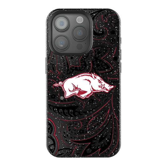 University of Arkansas Fayetteville Razorbacks Paisley Black Bling Phone Case for Apple iPhone