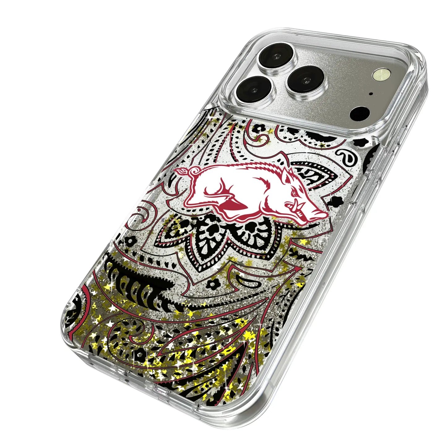 University of Arkansas Fayetteville Razorbacks Paisley Glitter Phone Case for Apple iPhone