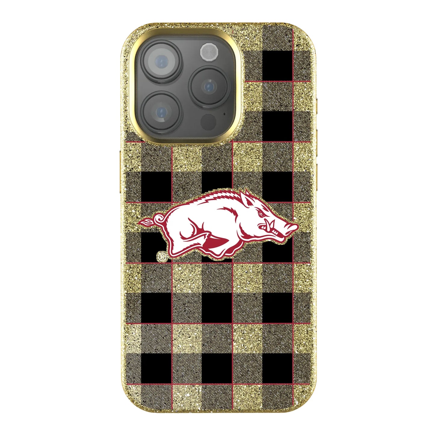 University of Arkansas Fayetteville Razorbacks Plaid Bling Phone Case for Apple iPhone
