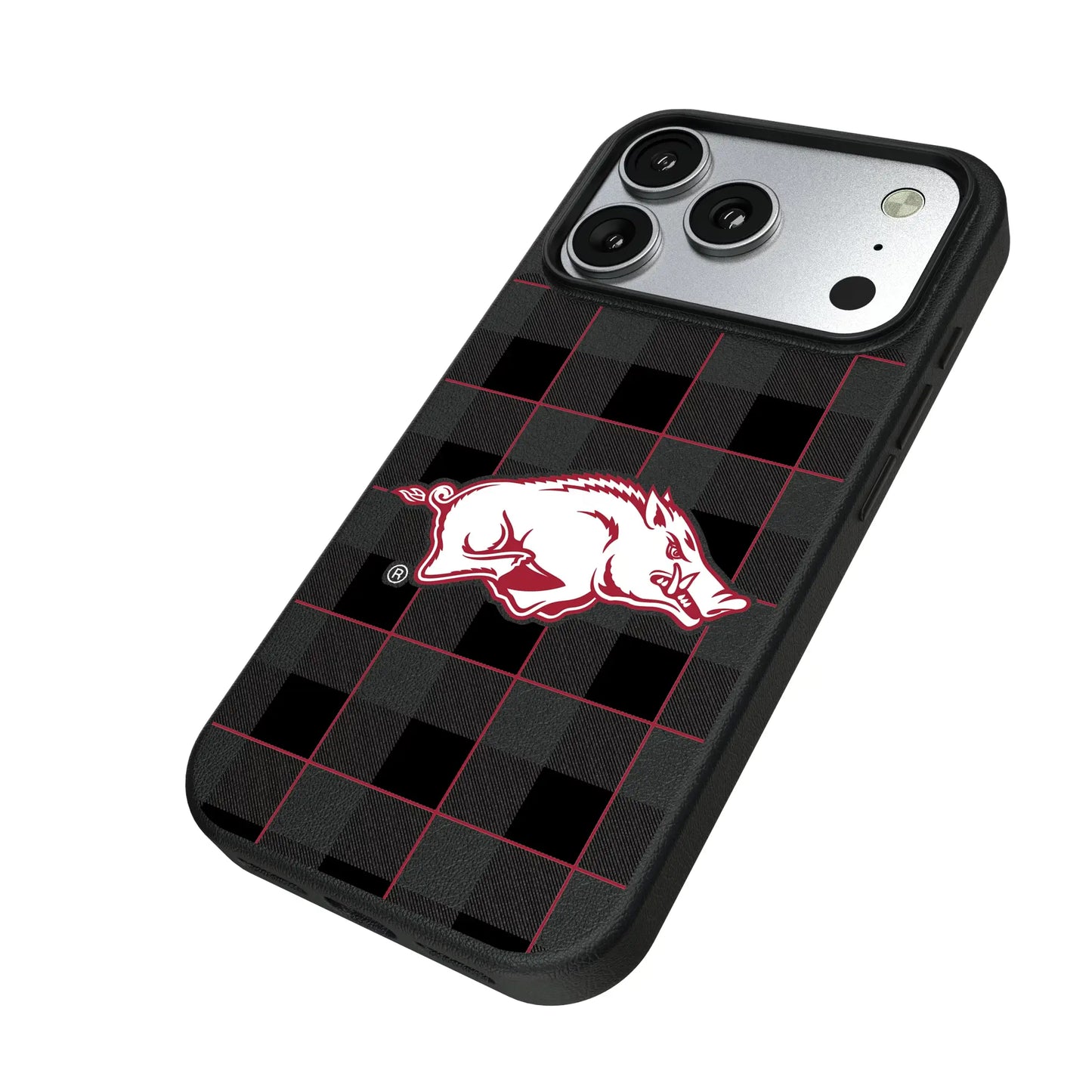 University of Arkansas Fayetteville Razorbacks Plaid MagSafe Compatible Phone Case for Apple iPhone