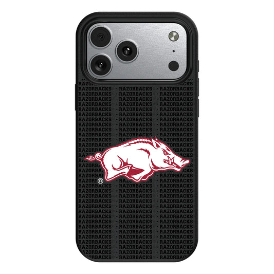 University of Arkansas Fayetteville Razorbacks Text Backdrop MagSafe Compatible Phone Case for Apple iPhone