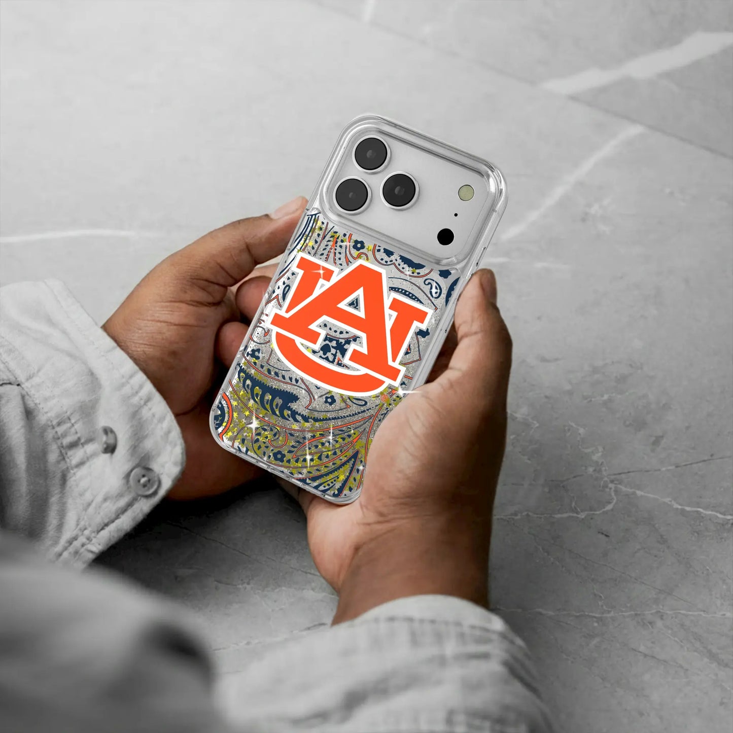 University of Auburn Tigers Paisley Glitter Phone Case for Apple iPhone