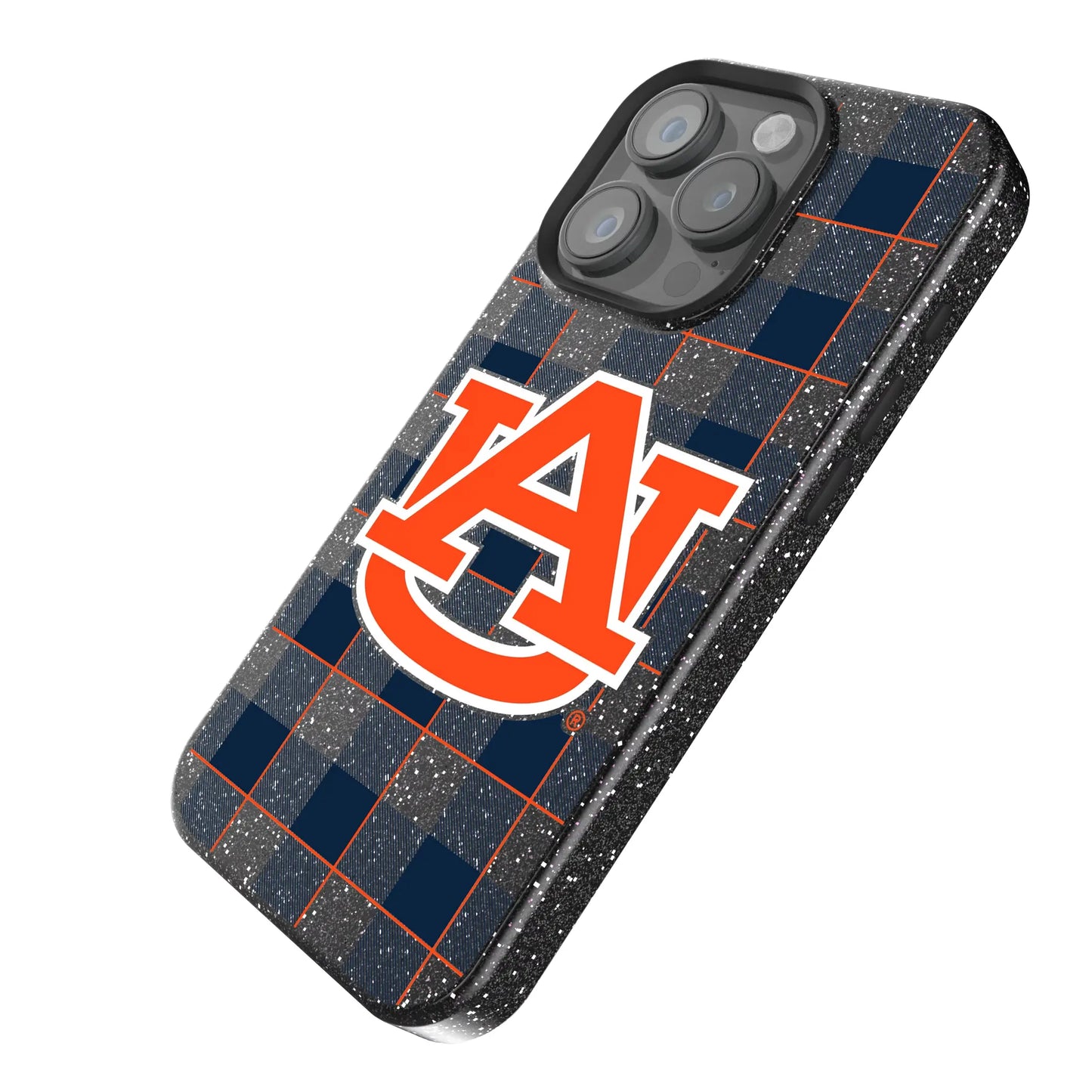University of Auburn Tigers Plaid Black Bling Phone Case for Apple iPhone