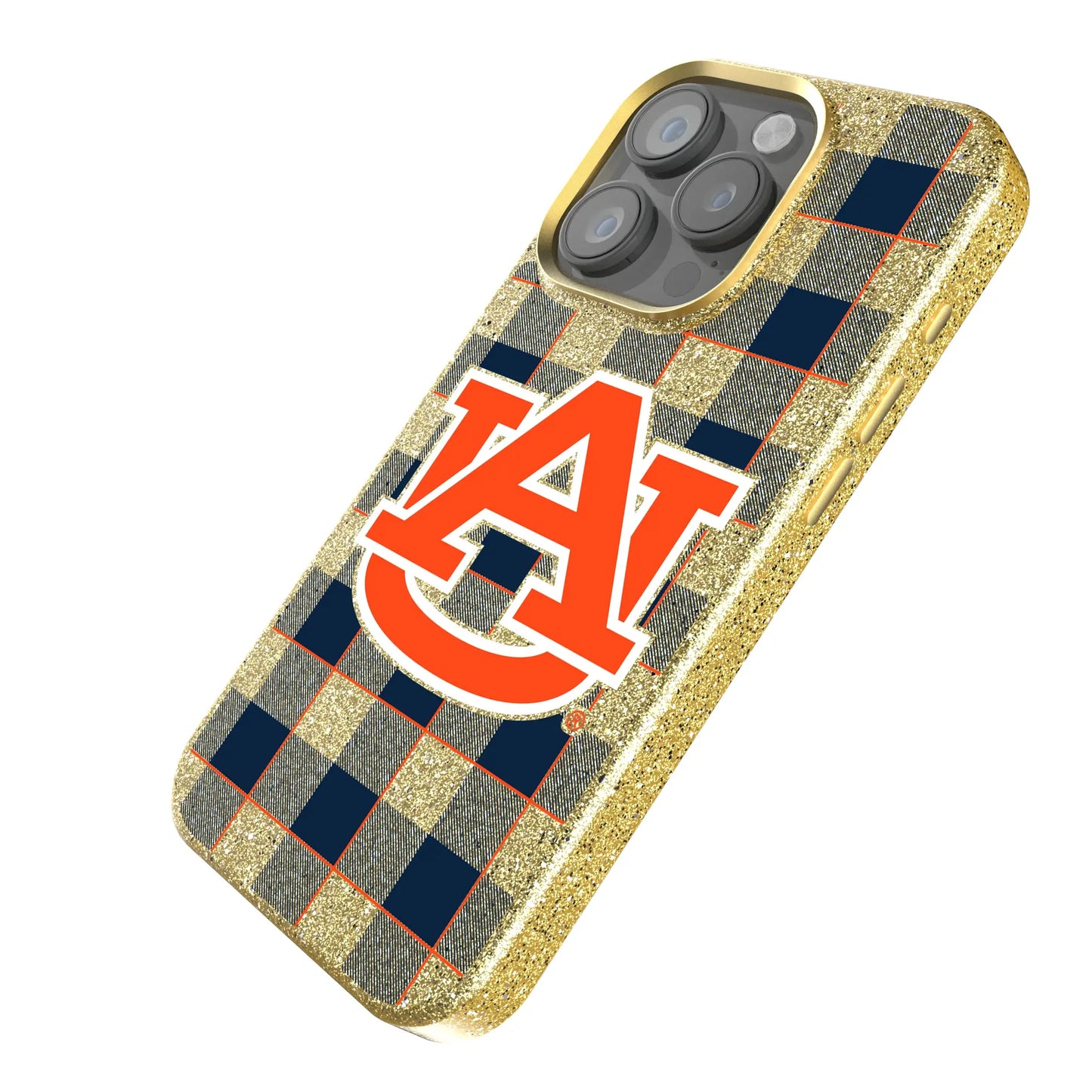 University of Auburn Tigers Plaid Bling Phone Case for Apple iPhone
