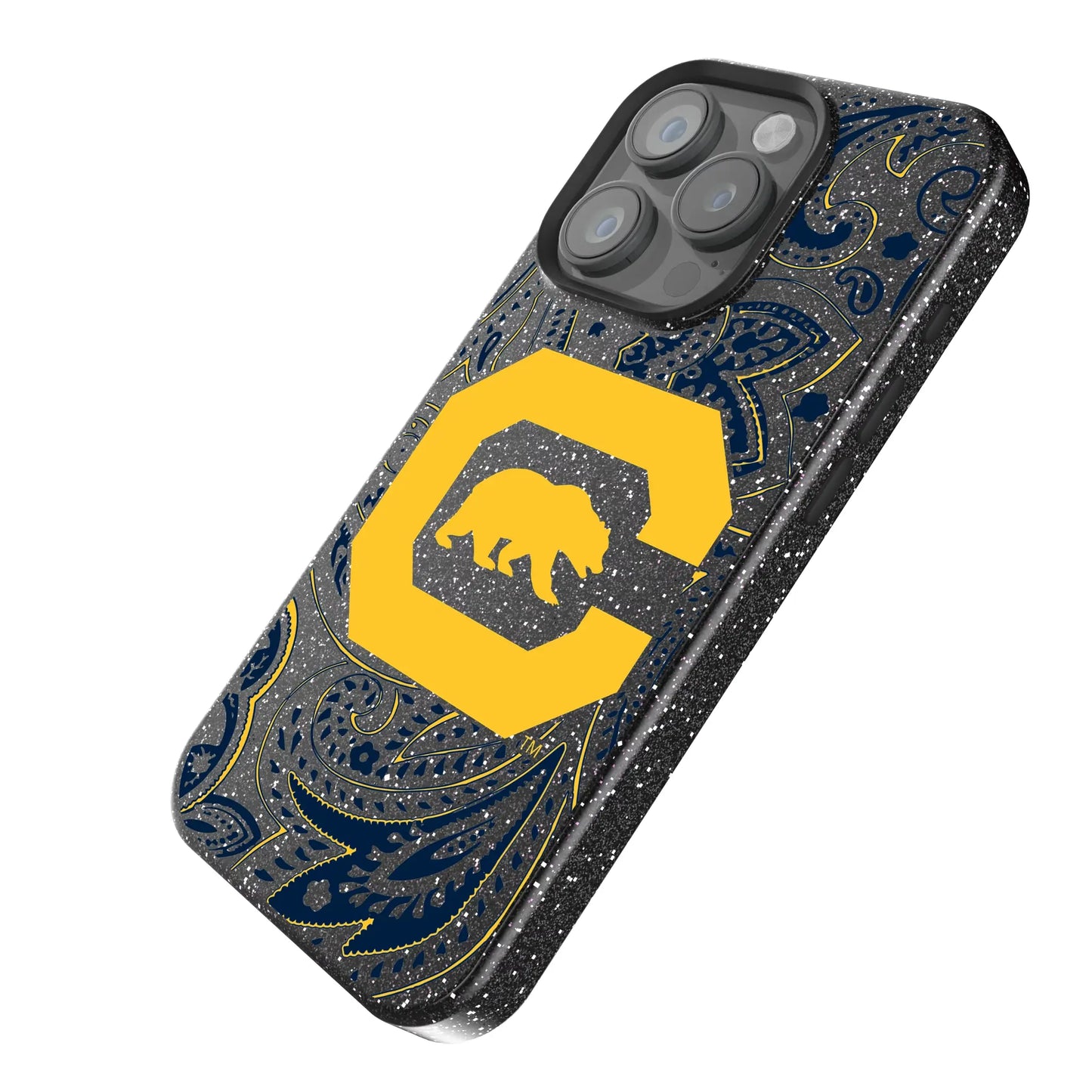 University of California Berkeley Golden Bears Paisley Black Bling Phone Case for Apple iPhone