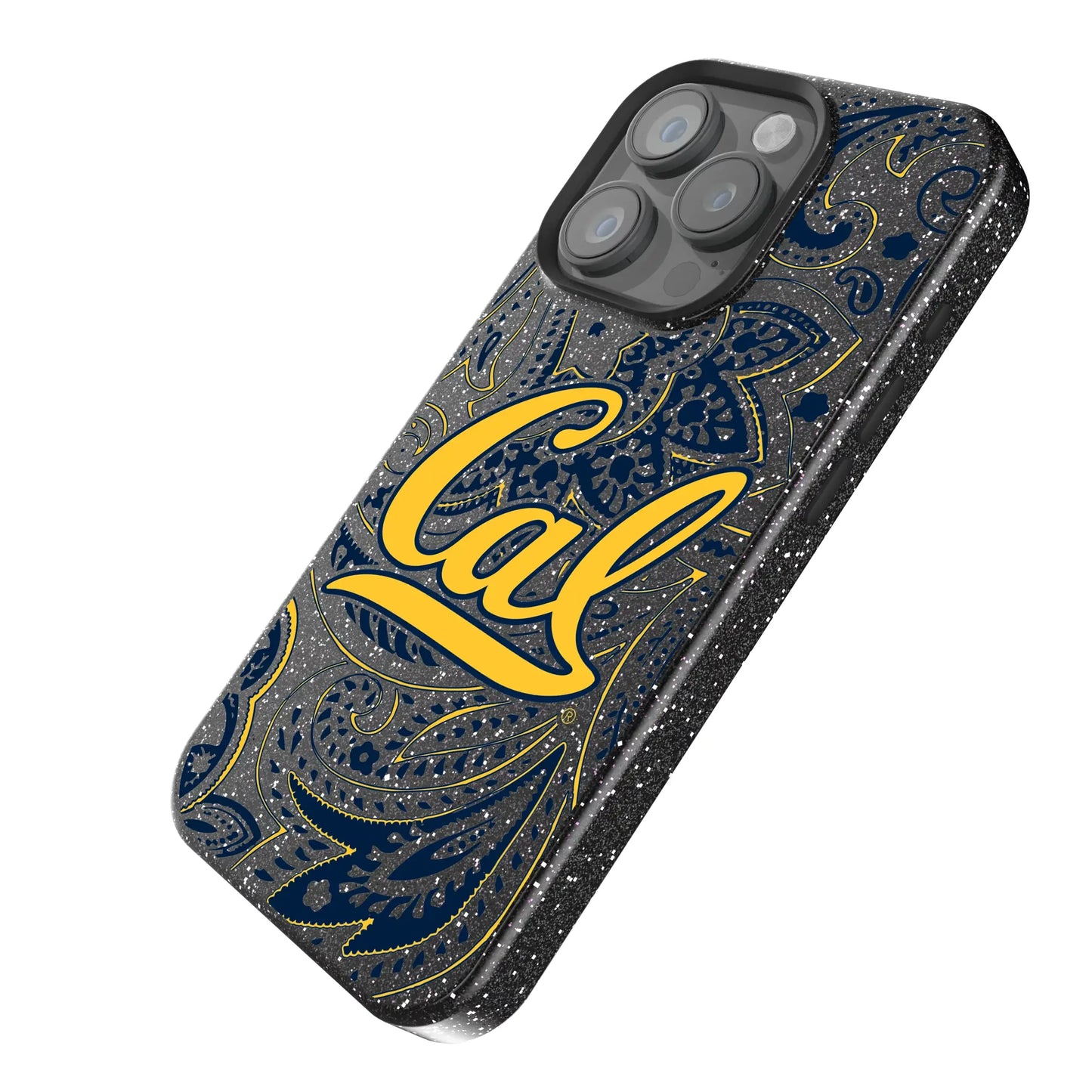 University of California Berkeley Golden Bears Paisley Black Bling Phone Case for Apple iPhone