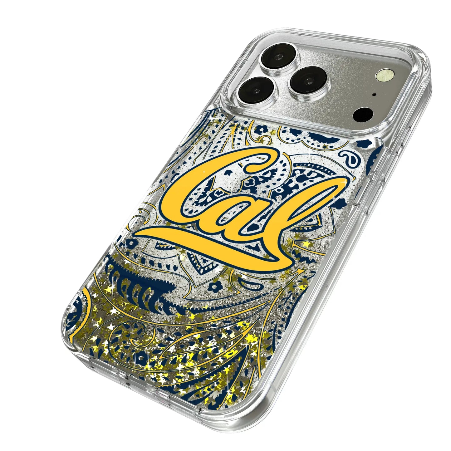 University of California Berkeley Golden Bears Paisley Glitter Phone Case for Apple iPhone