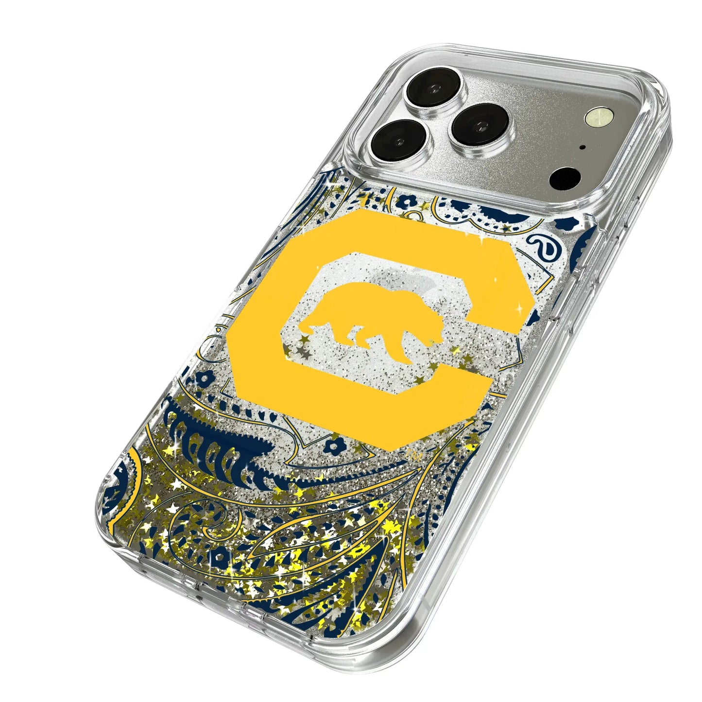 University of California Berkeley Golden Bears Paisley Glitter Phone Case for Apple iPhone