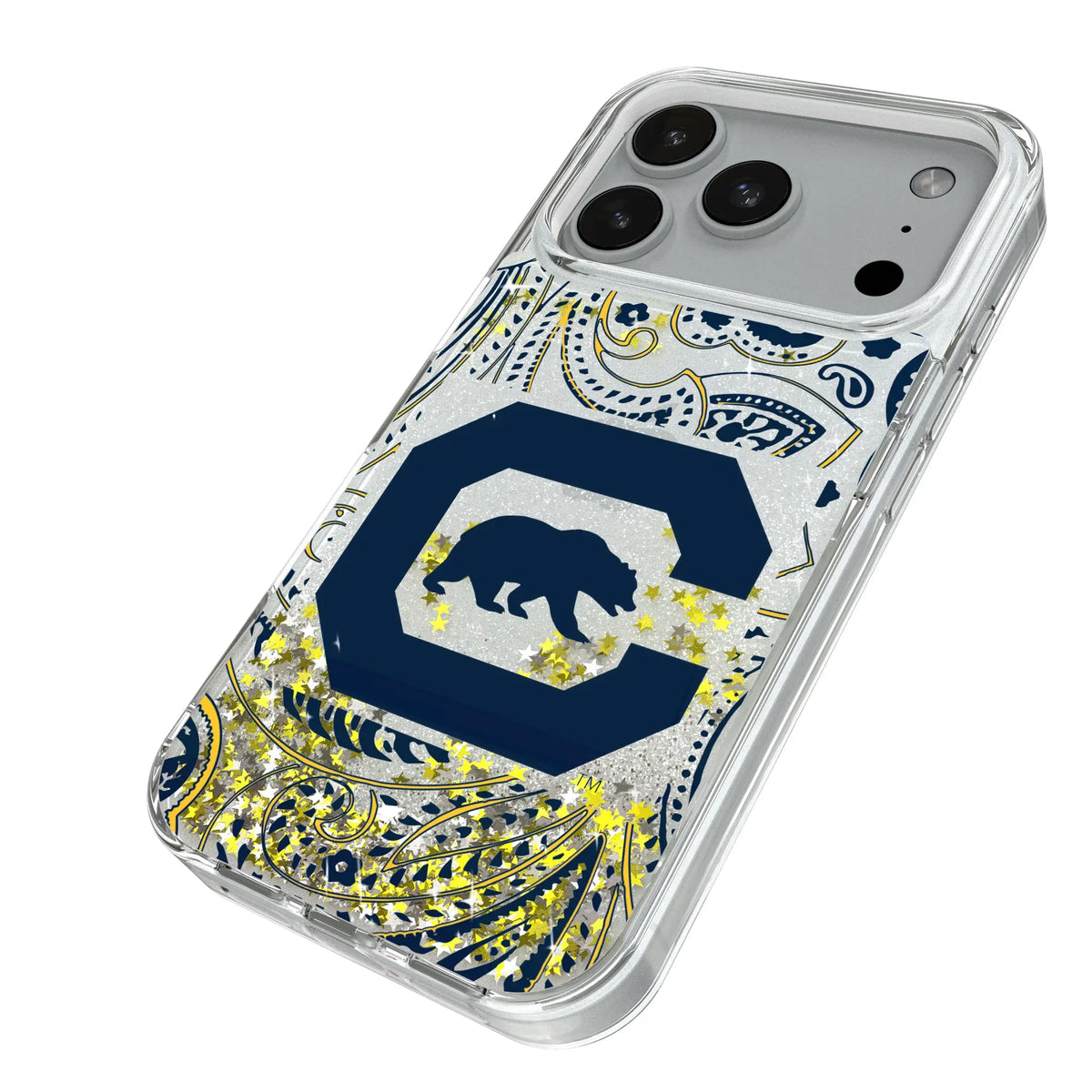University of California Berkeley Golden Bears Paisley Glitter Phone Case for Apple iPhone
