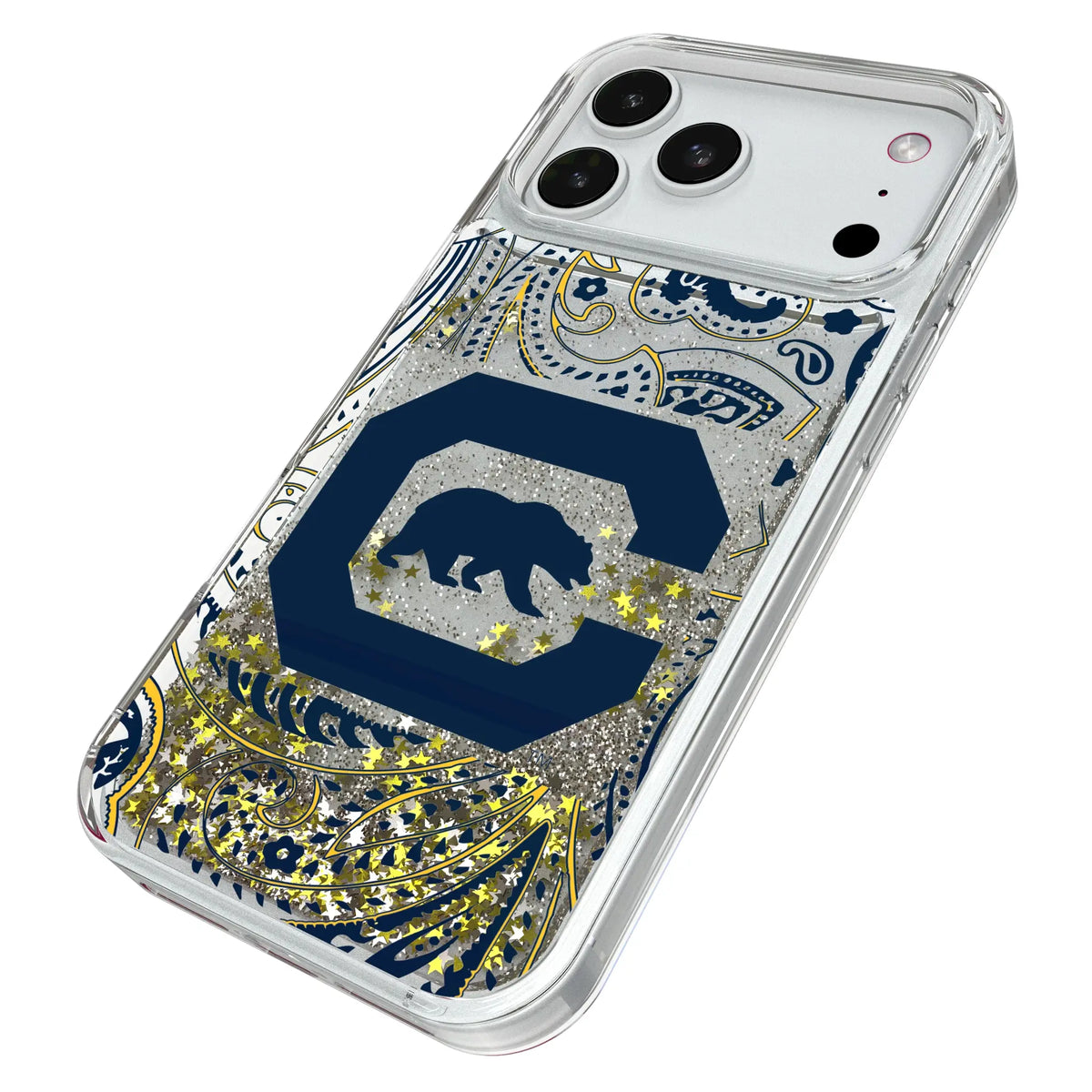 University of California Berkeley Golden Bears Paisley Glitter Phone Case for Apple iPhone