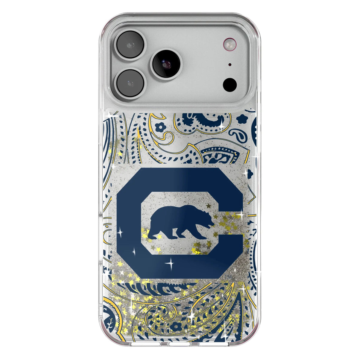 University of California Berkeley Golden Bears Paisley Glitter Phone Case for Apple iPhone