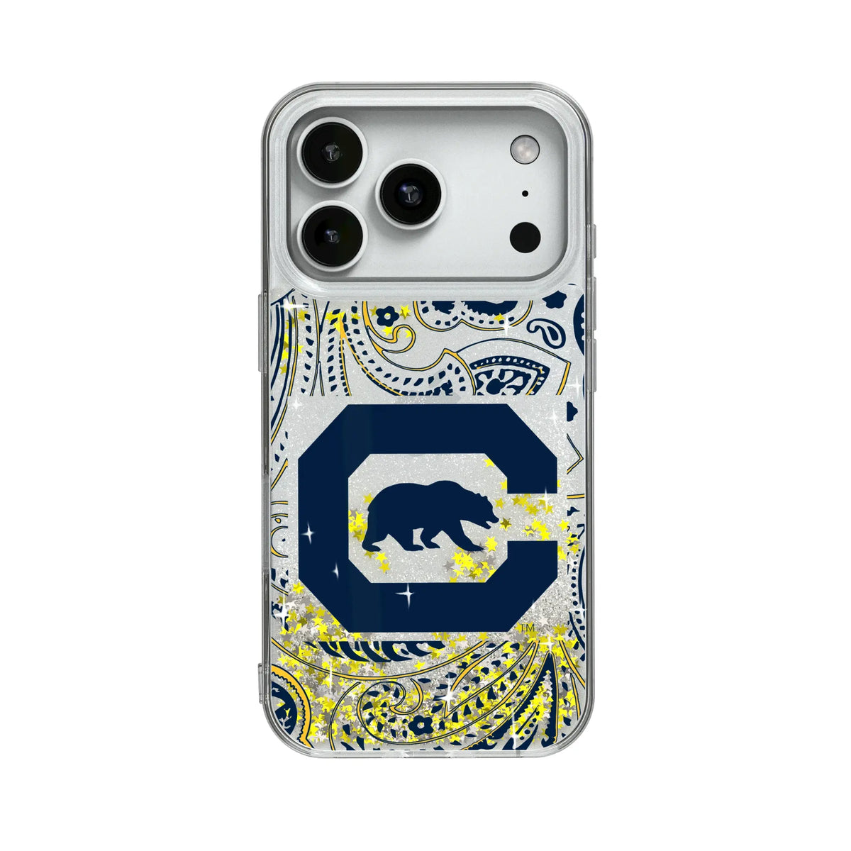 University of California Berkeley Golden Bears Paisley Glitter Phone Case for Apple iPhone