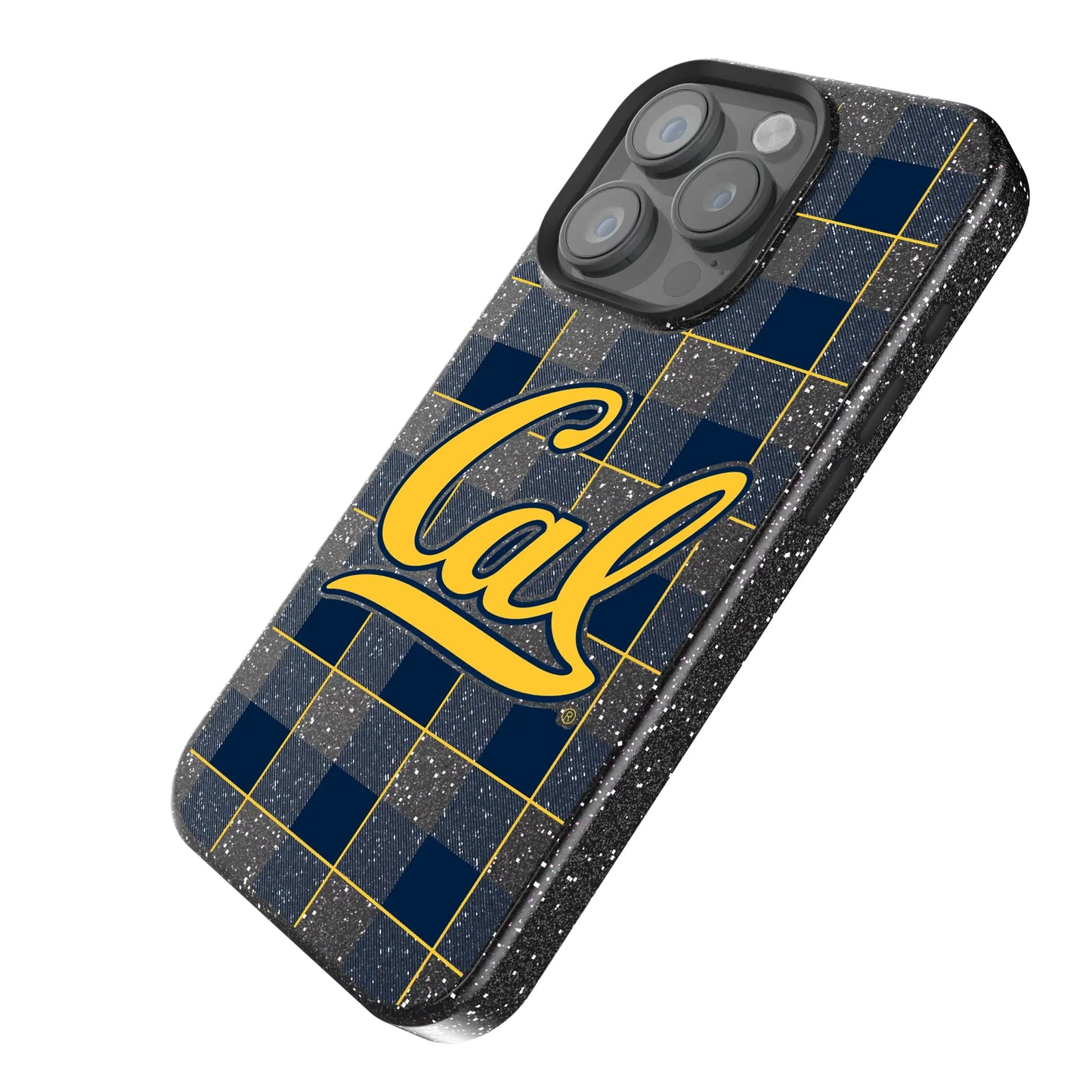 University of California Berkeley Golden Bears Plaid Black Bling Phone Case for Apple iPhone