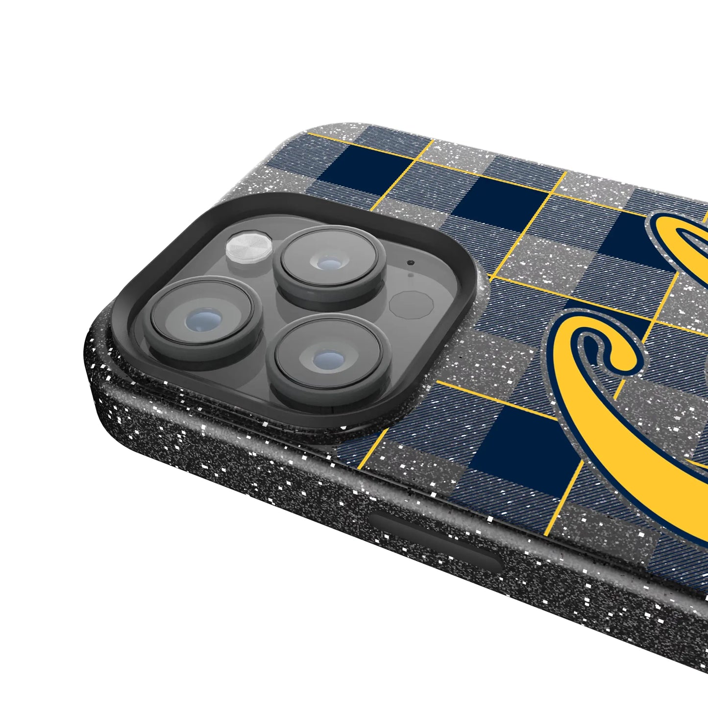 University of California Berkeley Golden Bears Plaid Black Bling Phone Case for Apple iPhone