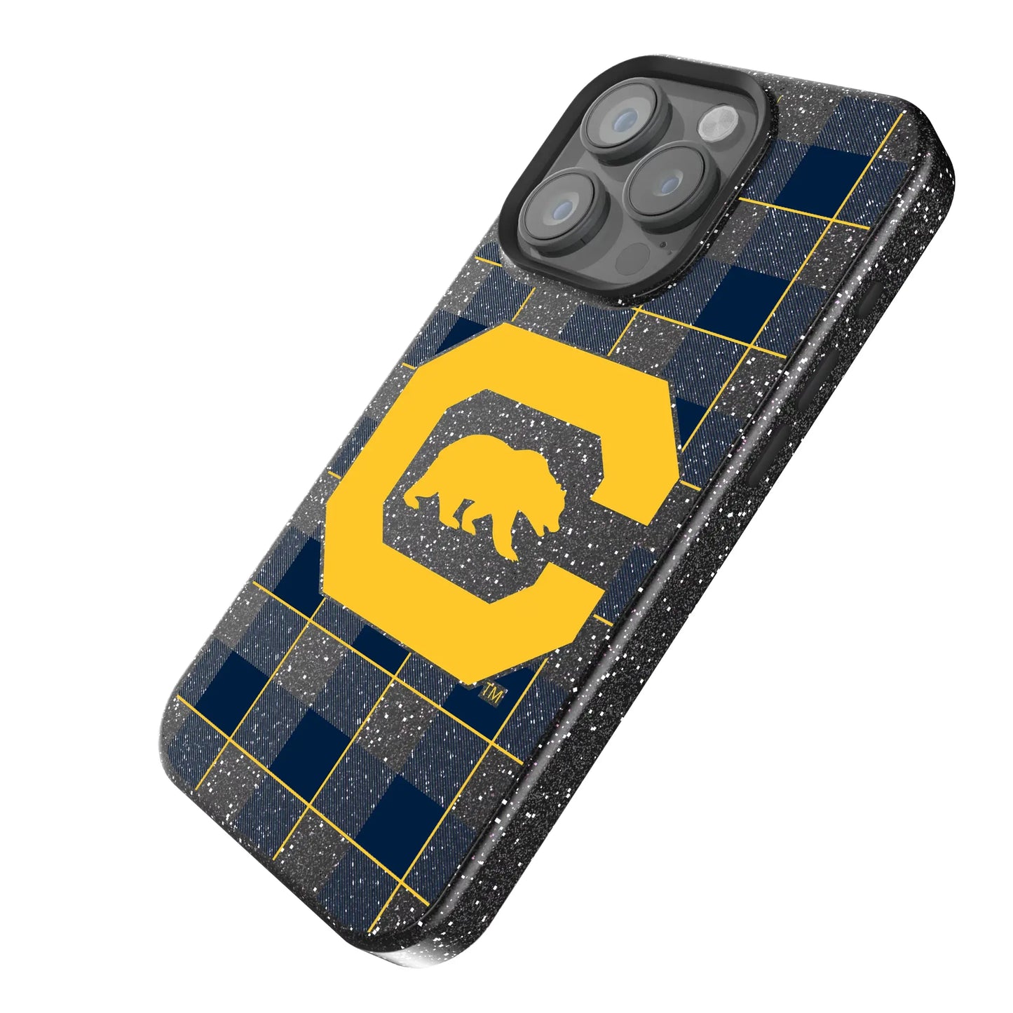 University of California Berkeley Golden Bears Plaid Black Bling Phone Case for Apple iPhone