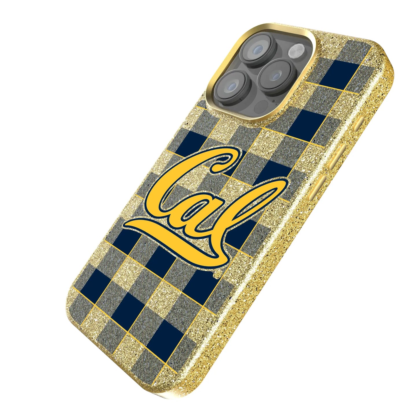 University of California Berkeley Golden Bears Plaid Bling Phone Case for Apple iPhone
