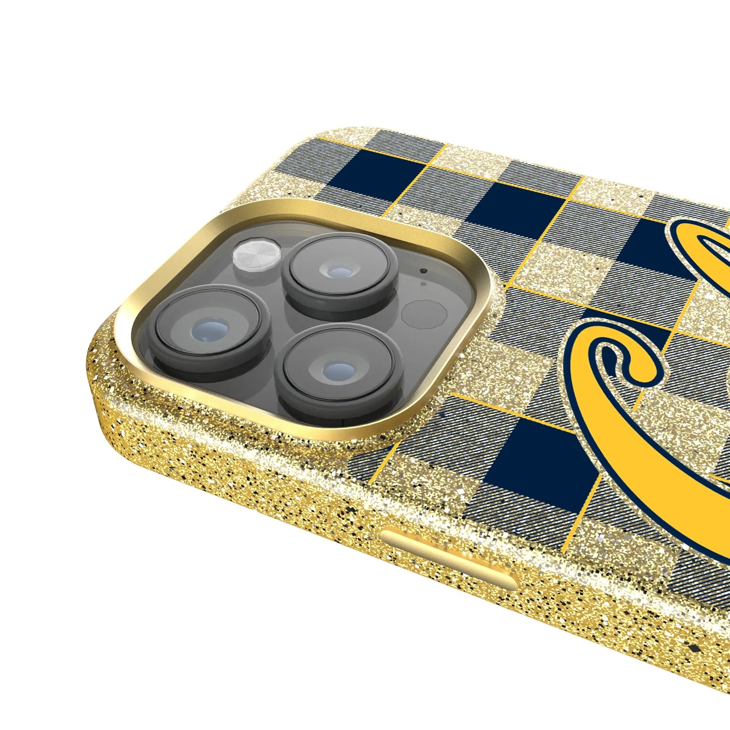 University of California Berkeley Golden Bears Plaid Bling Phone Case for Apple iPhone