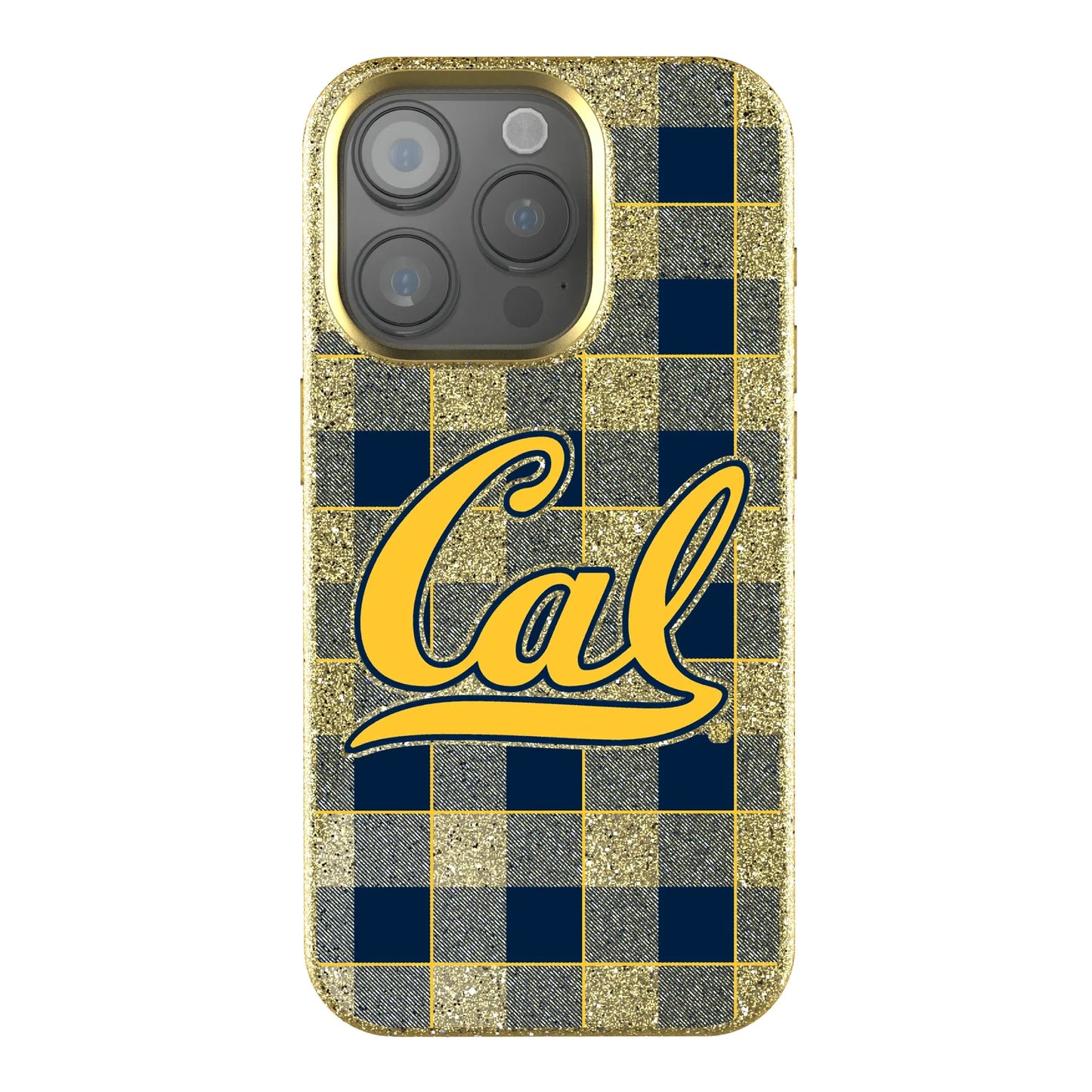 University of California Berkeley Golden Bears Plaid Bling Phone Case for Apple iPhone