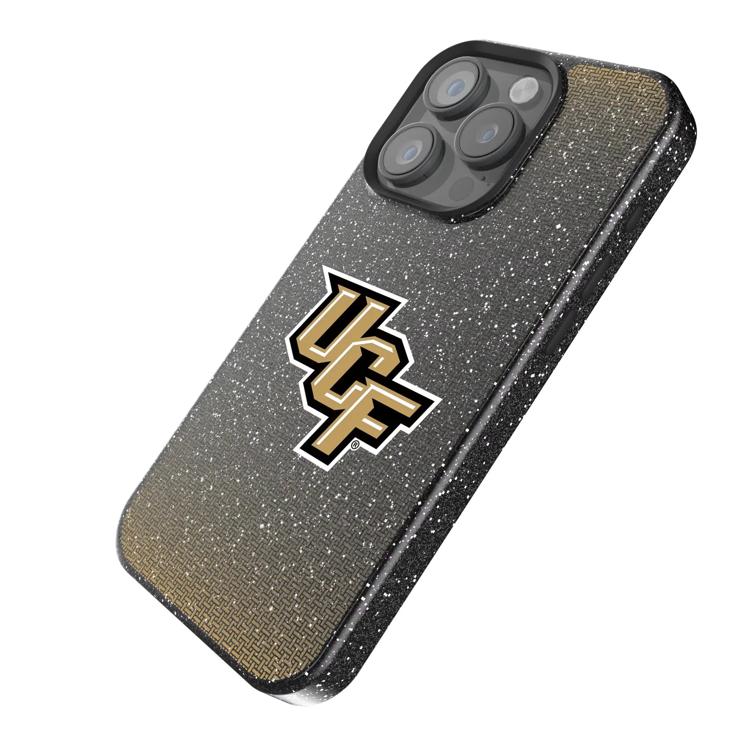 University of Central Florida Golden Knights Linen Black Bling Phone Case for Apple iPhone