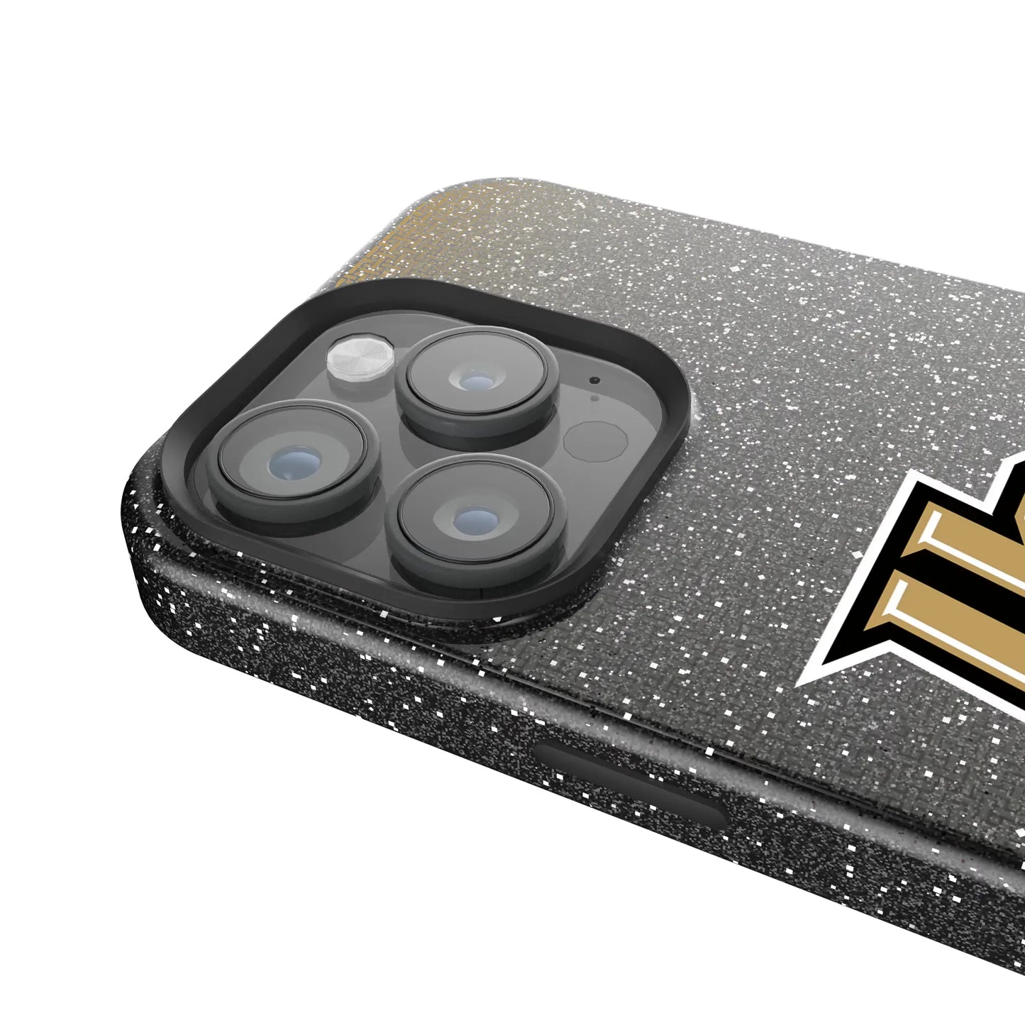 University of Central Florida Golden Knights Linen Black Bling Phone Case for Apple iPhone