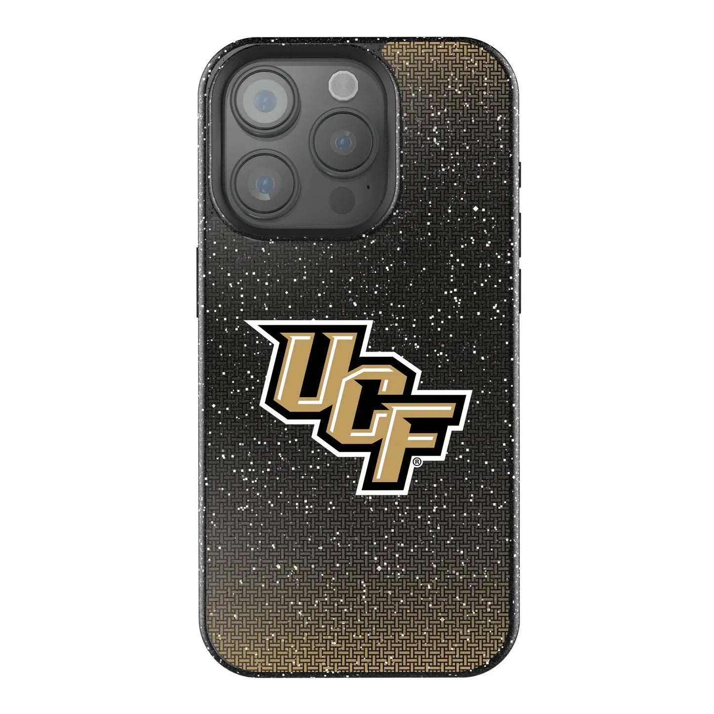 University of Central Florida Golden Knights Linen Black Bling Phone Case for Apple iPhone