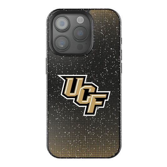 University of Central Florida Golden Knights Linen Black Bling Phone Case for Apple iPhone