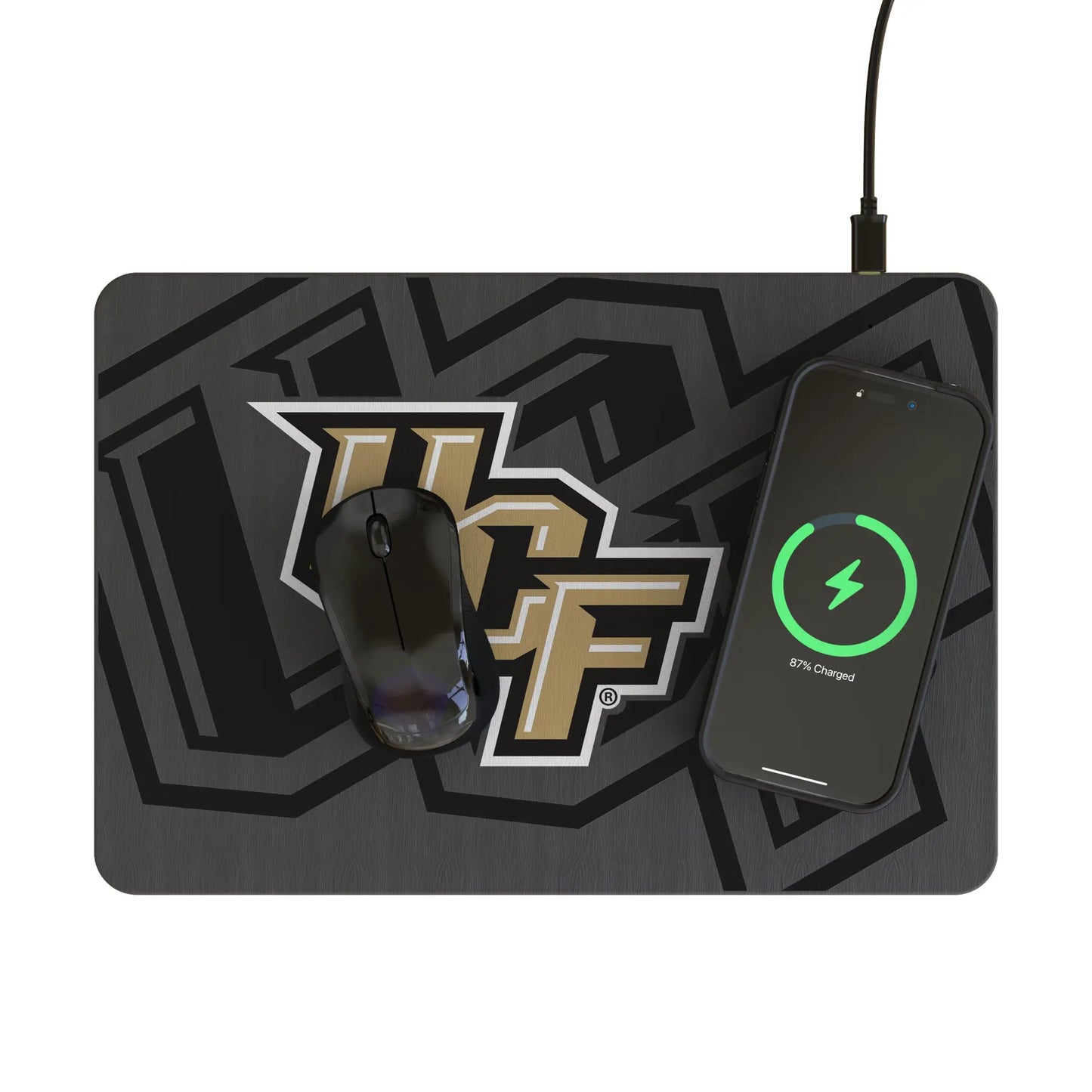 University of Central Florida Golden Knights Monocolor Tilt 15-Watt Wireless Charger and Mouse Pad