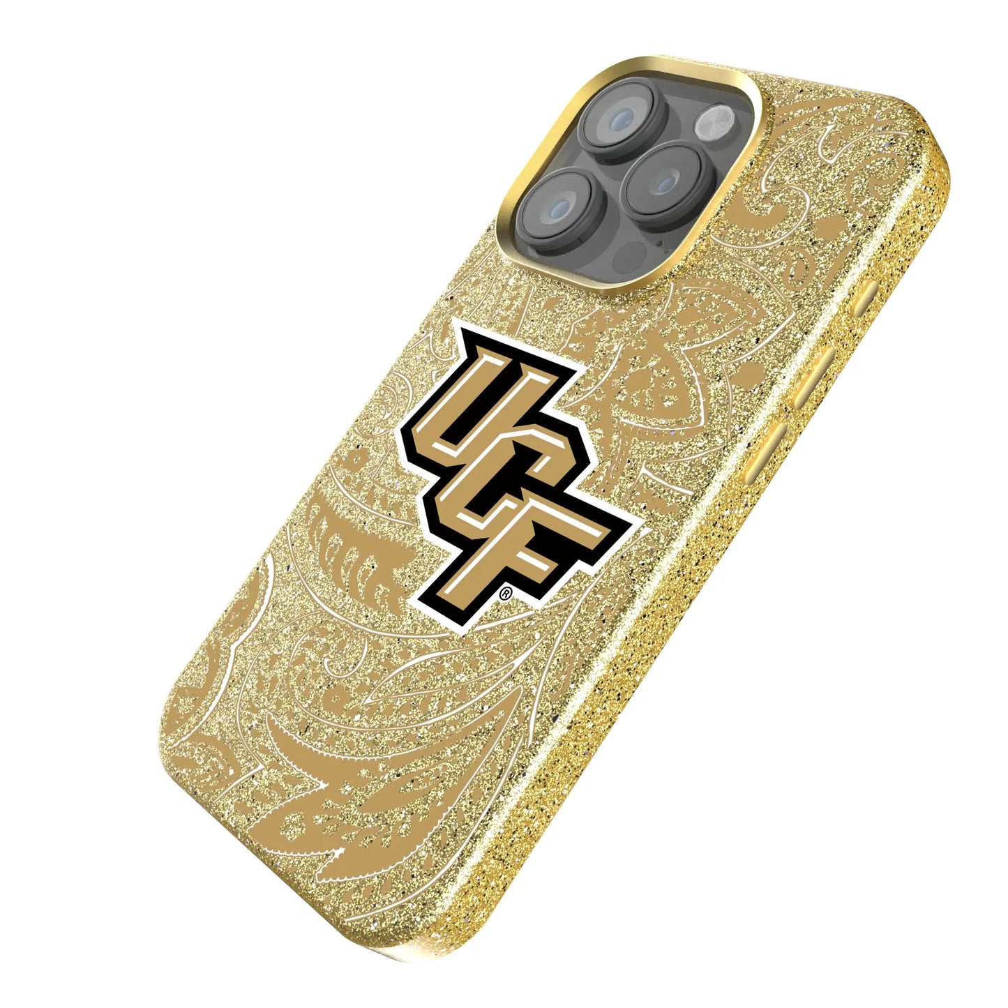 University of Central Florida Golden Knights Paisley Bling Phone Case for Apple iPhone