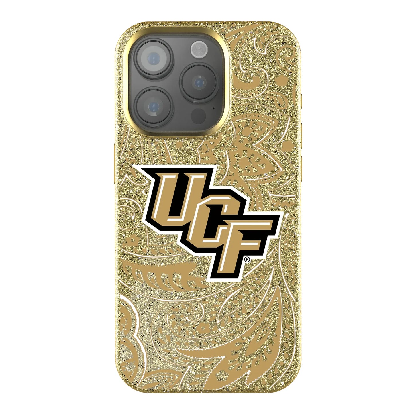 University of Central Florida Golden Knights Paisley Bling Phone Case for Apple iPhone
