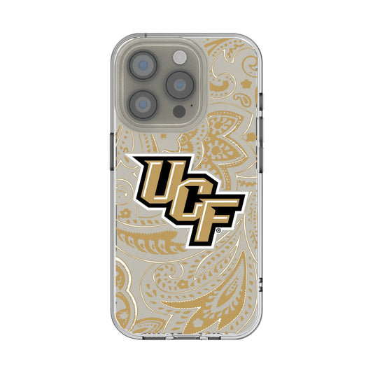 University of Central Florida Golden Knights Paisley Clear Phone Case for Apple iPhone