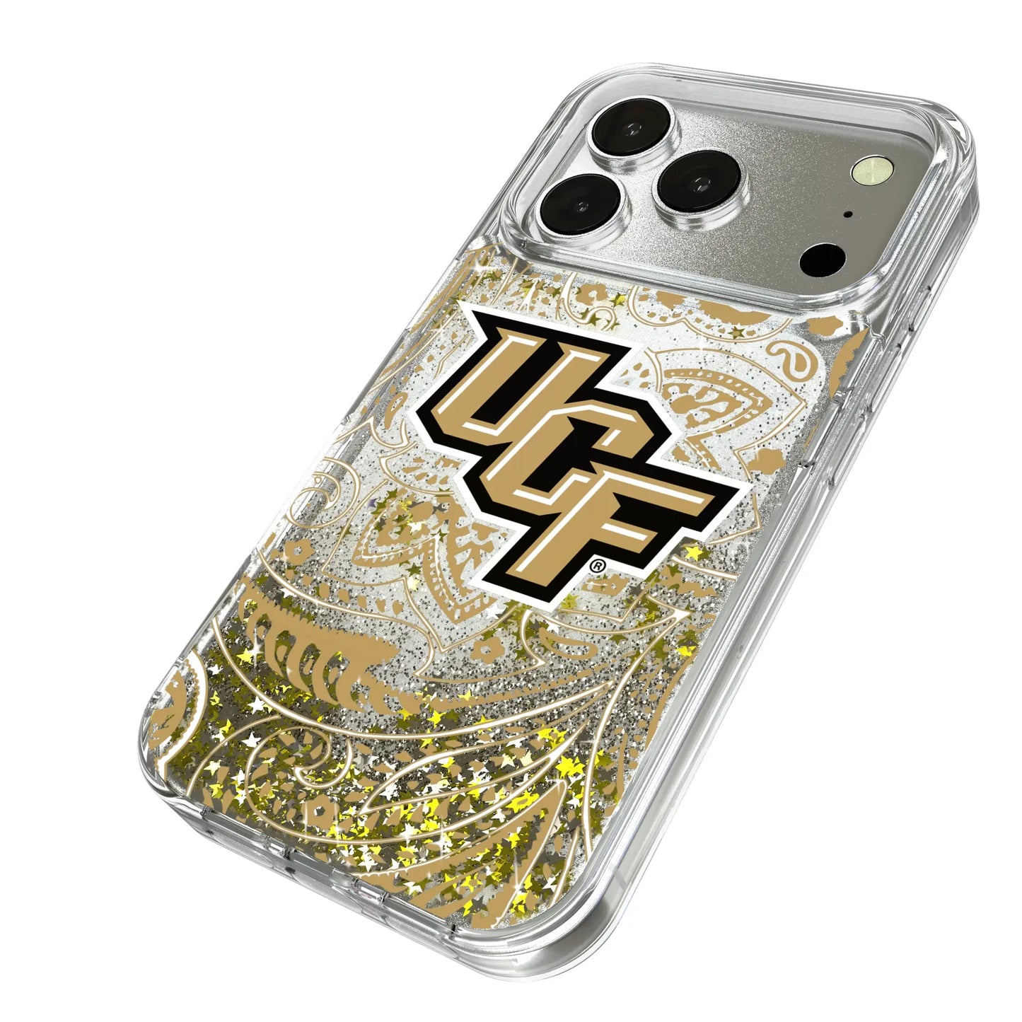 University of Central Florida Golden Knights Paisley Glitter Phone Case for Apple iPhone