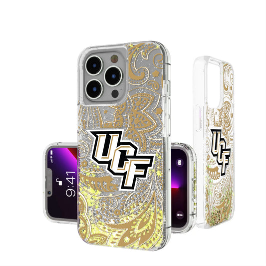 University of Central Florida Golden Knights Paisley Glitter Phone Case for Apple iPhone