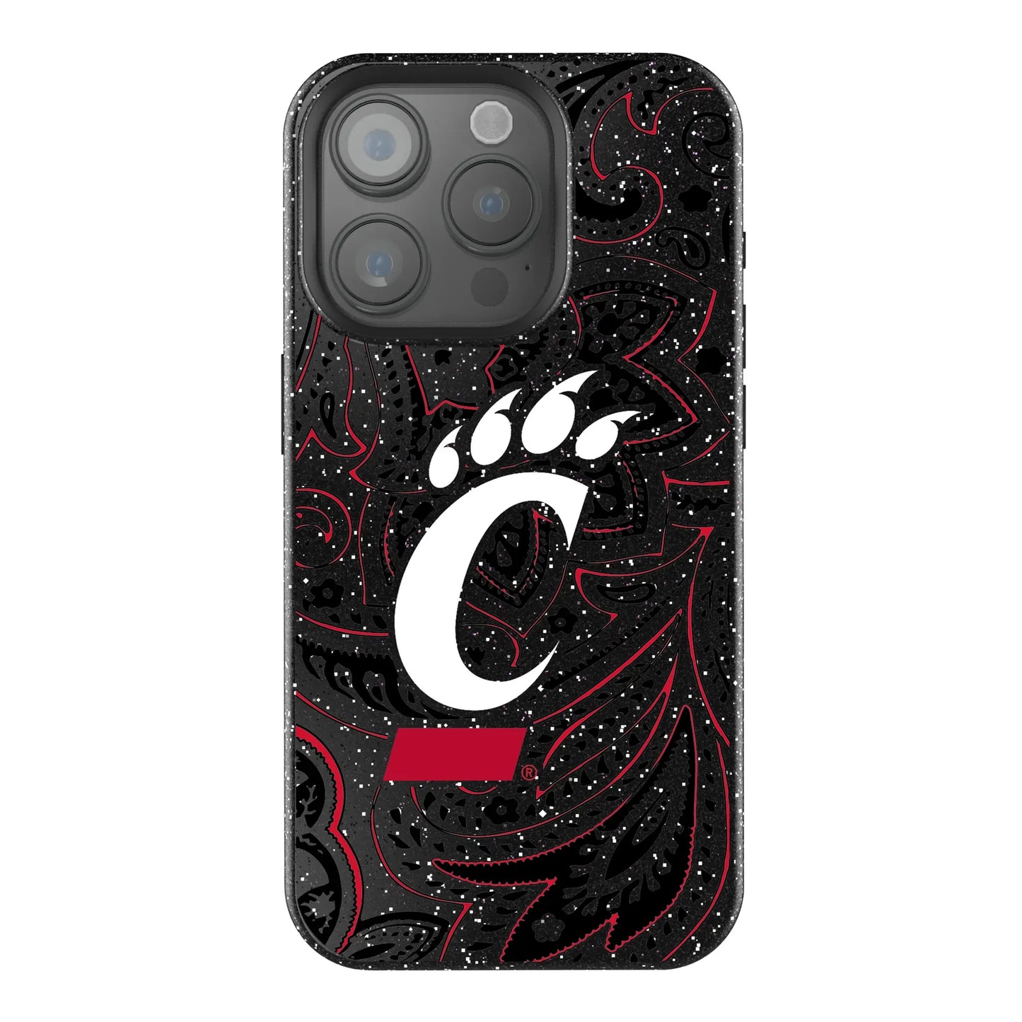 University of Cincinnati Bearcats Paisley Black Bling Phone Case for Apple iPhone