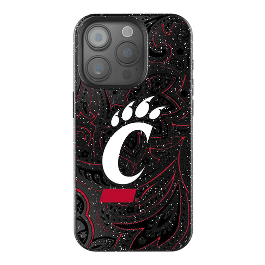 University of Cincinnati Bearcats Paisley Black Bling Phone Case for Apple iPhone