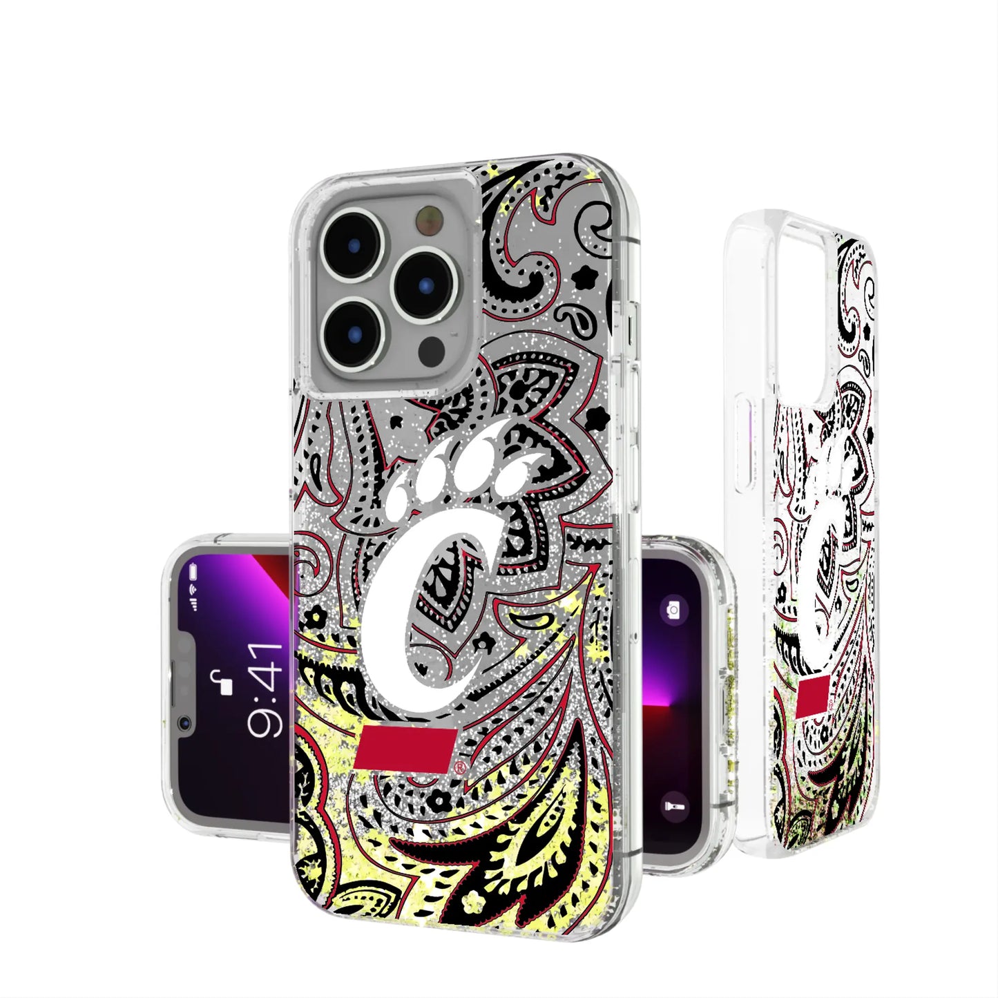 University of Cincinnati Bearcats Paisley Glitter Phone Case for Apple iPhone