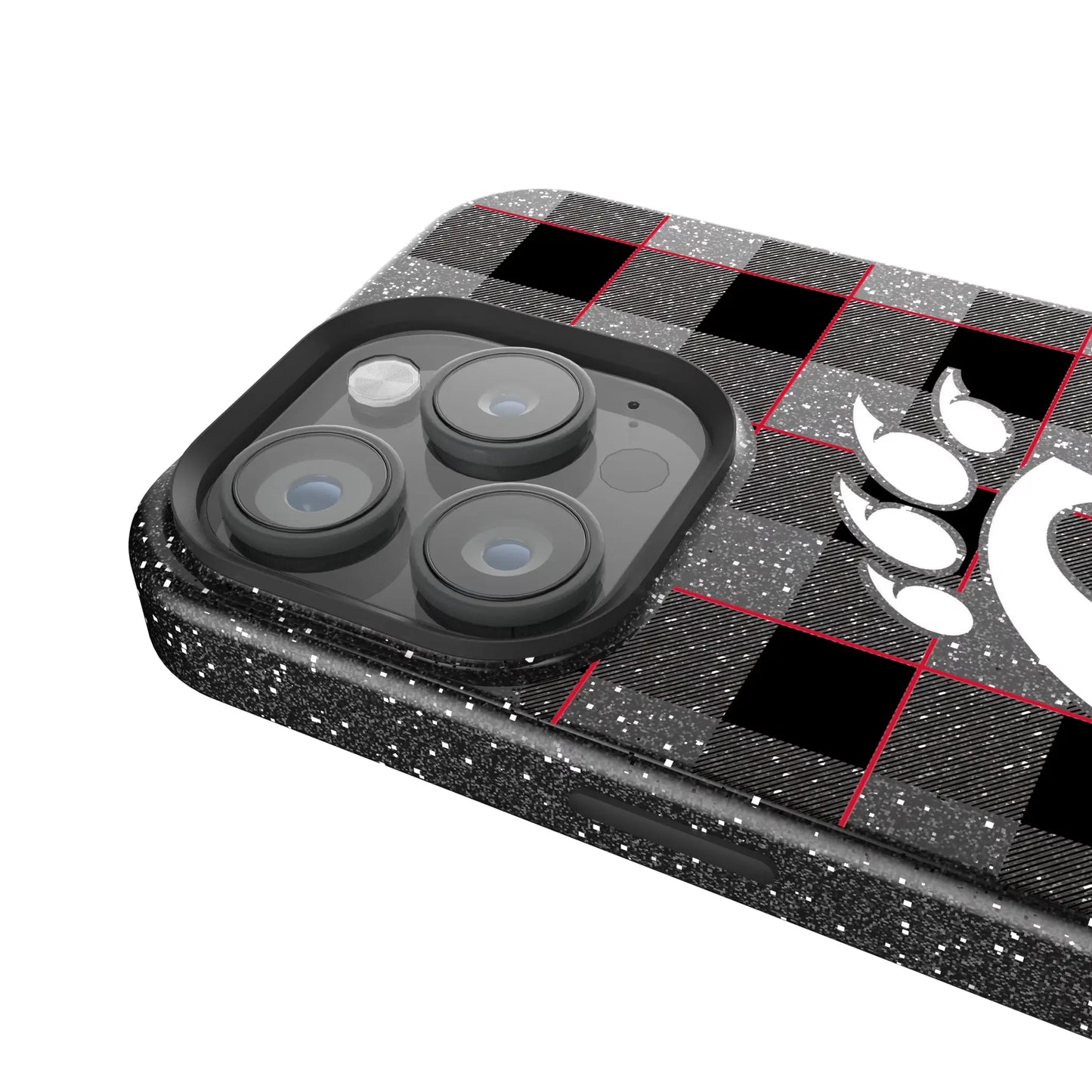 University of Cincinnati Bearcats Plaid Black Bling Phone Case for Apple iPhone