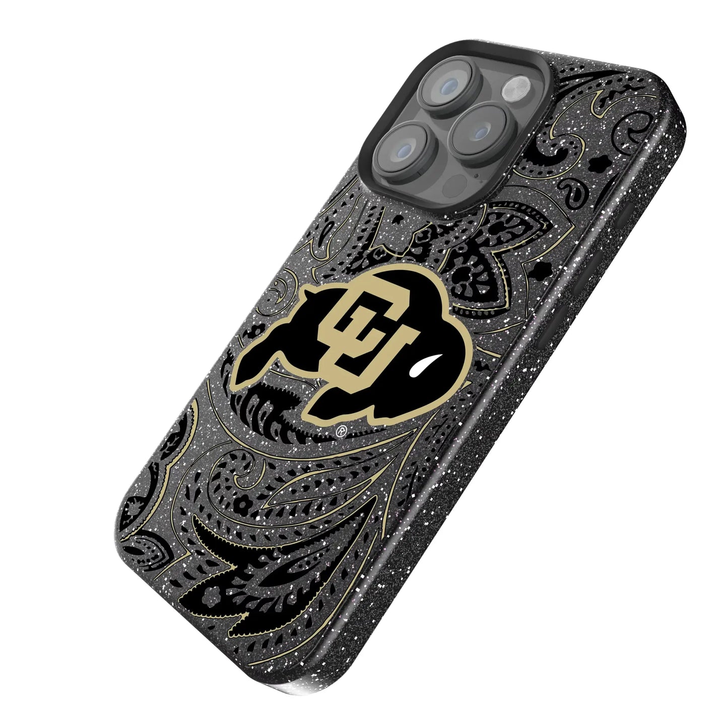 University of Colorado Buffaloes Paisley Black Bling Phone Case for Apple iPhone