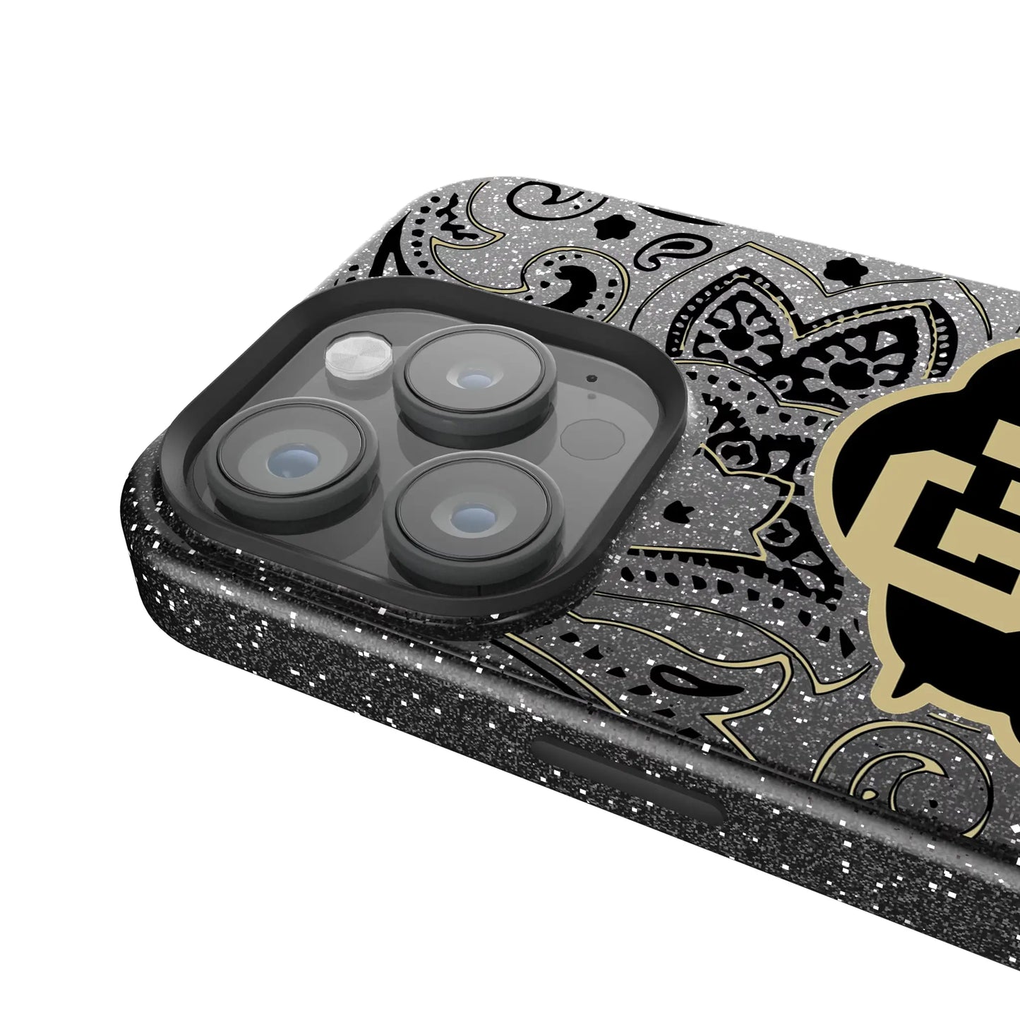 University of Colorado Buffaloes Paisley Black Bling Phone Case for Apple iPhone