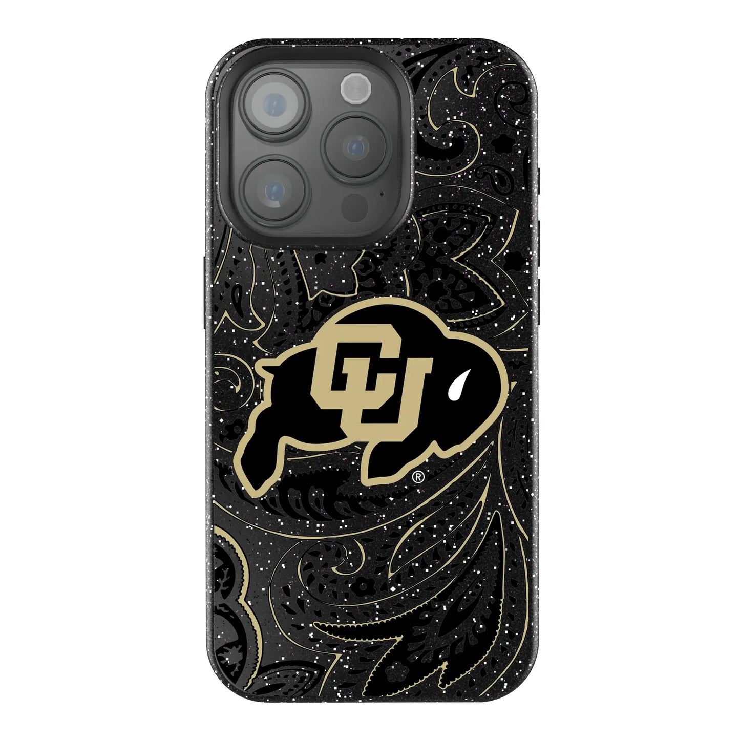 University of Colorado Buffaloes Paisley Black Bling Phone Case for Apple iPhone