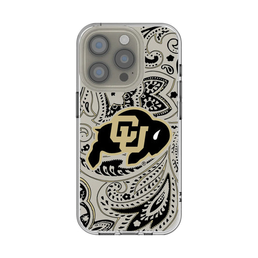 University of Colorado Buffaloes Paisley Clear Phone Case for Apple iPhone