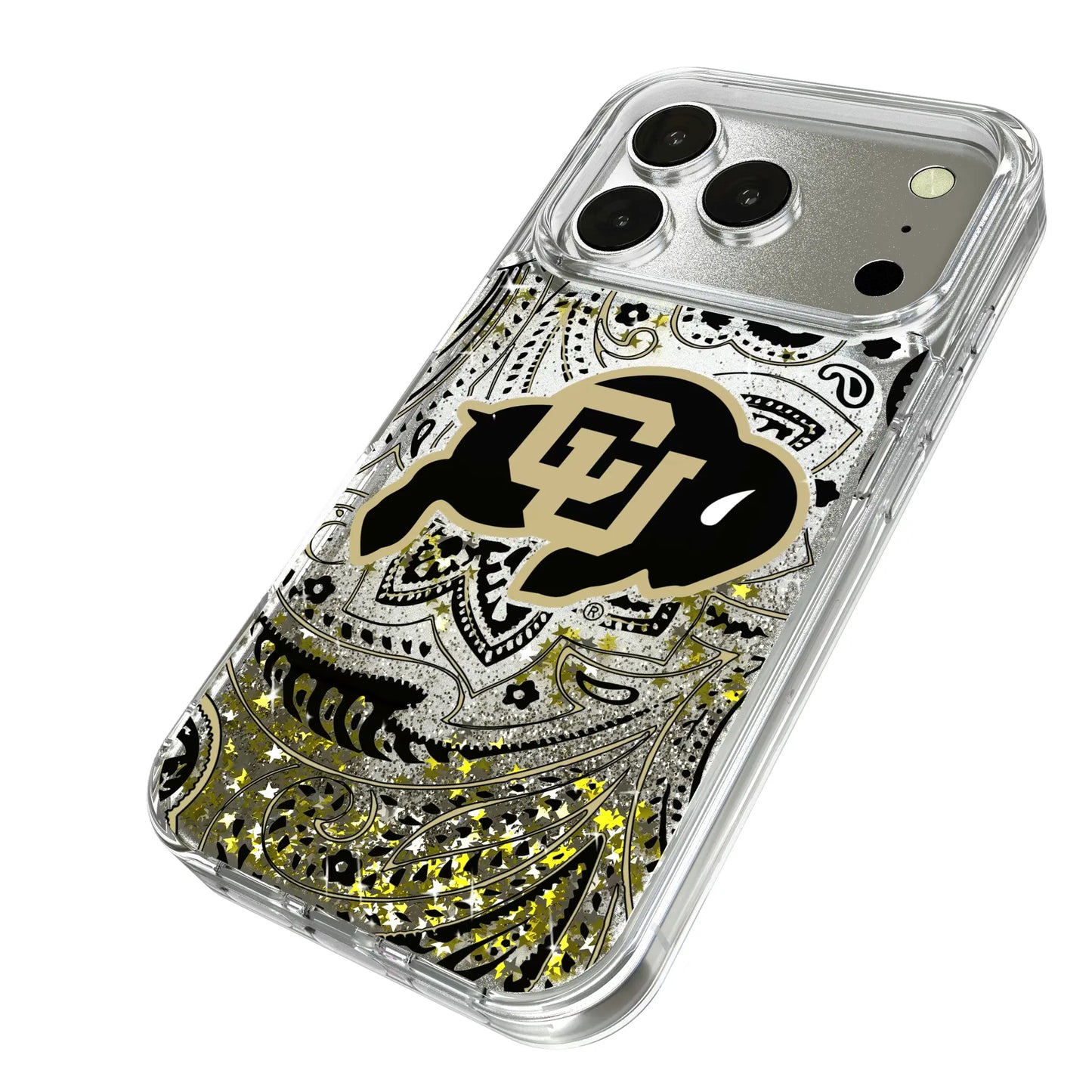 University of Colorado Buffaloes Paisley Glitter Phone Case for Apple iPhone