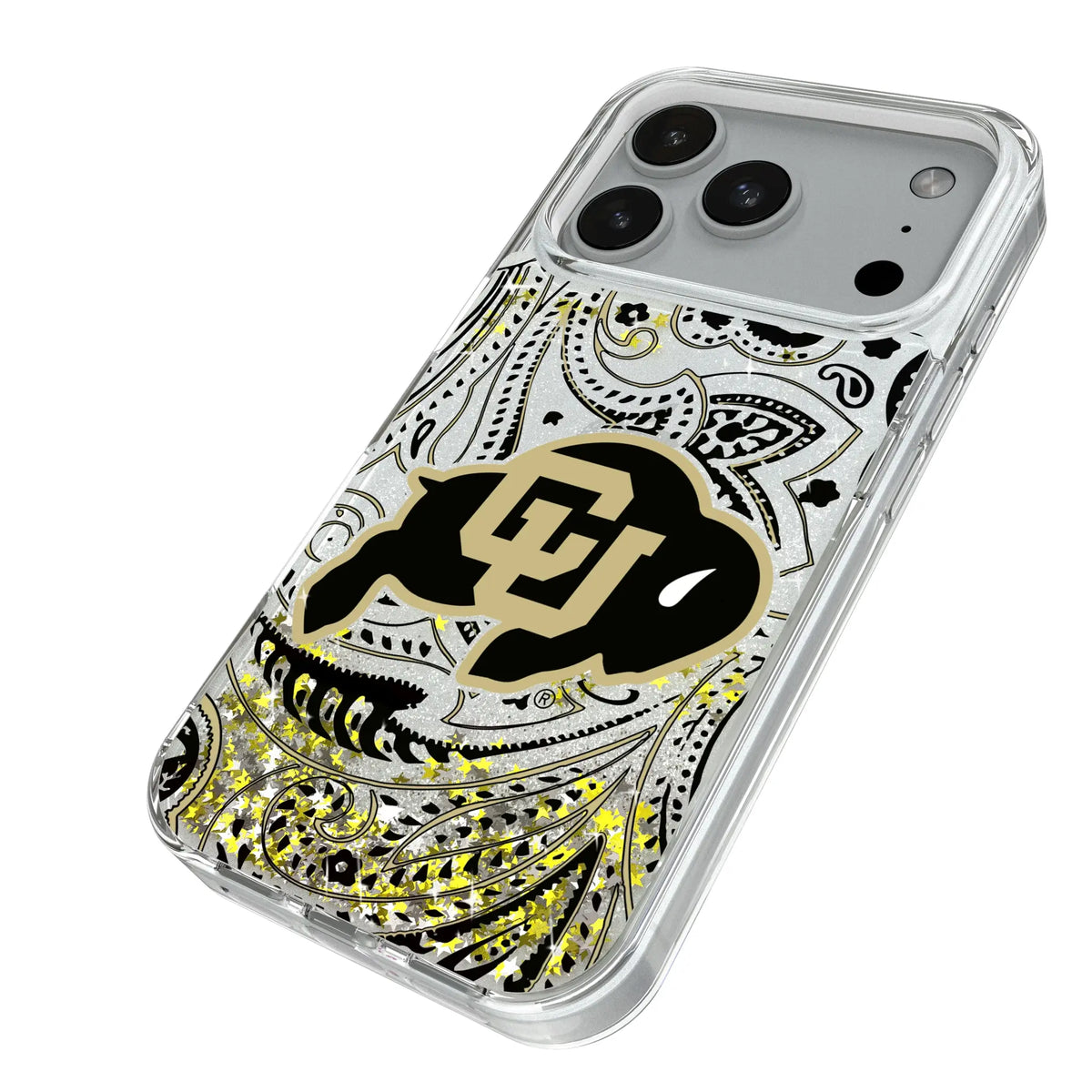 University of Colorado Buffaloes Paisley Glitter Phone Case for Apple iPhone