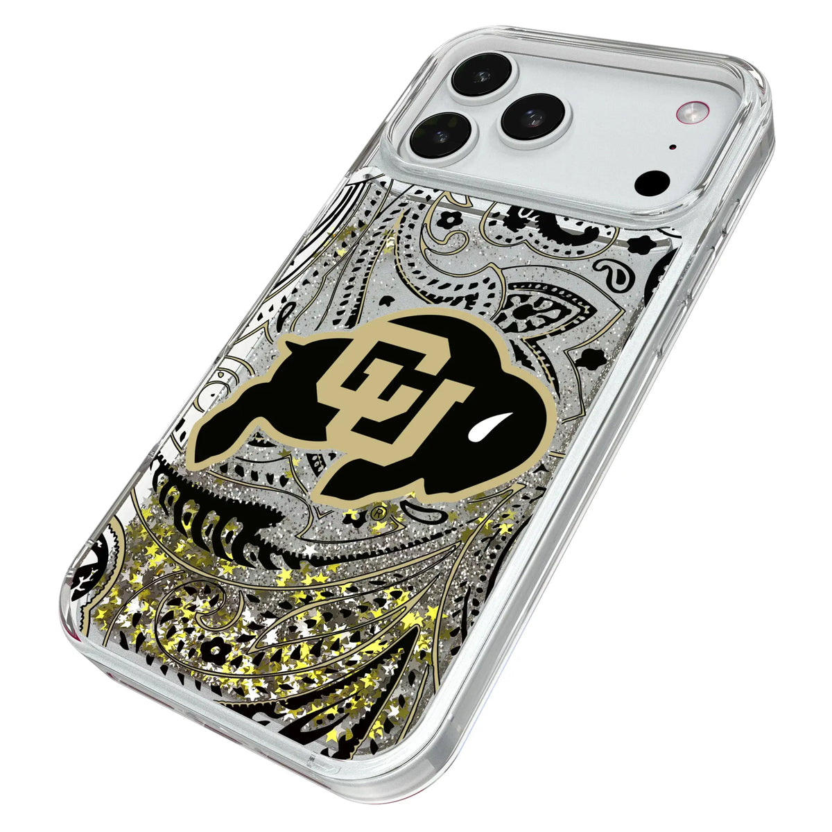 University of Colorado Buffaloes Paisley Glitter Phone Case for Apple iPhone