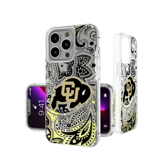University of Colorado Buffaloes Paisley Glitter Phone Case for Apple iPhone