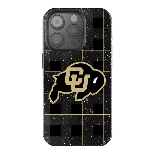 University of Colorado Buffaloes Plaid Black Bling Phone Case for Apple iPhone