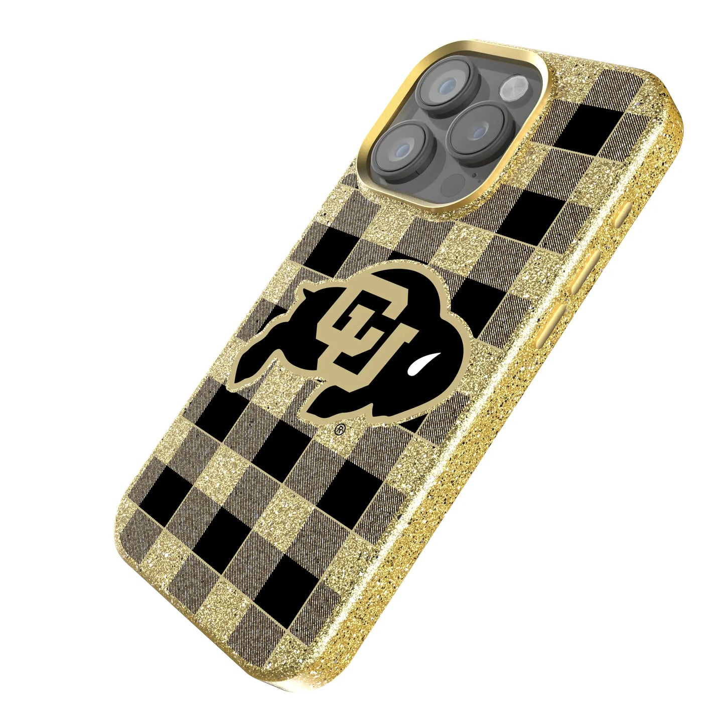 University of Colorado Buffaloes Plaid Bling Phone Case for Apple iPhone