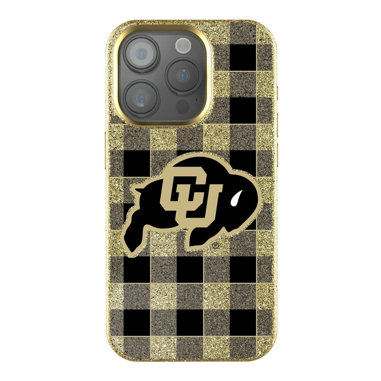 University of Colorado Buffaloes Plaid Bling Phone Case for Apple iPhone
