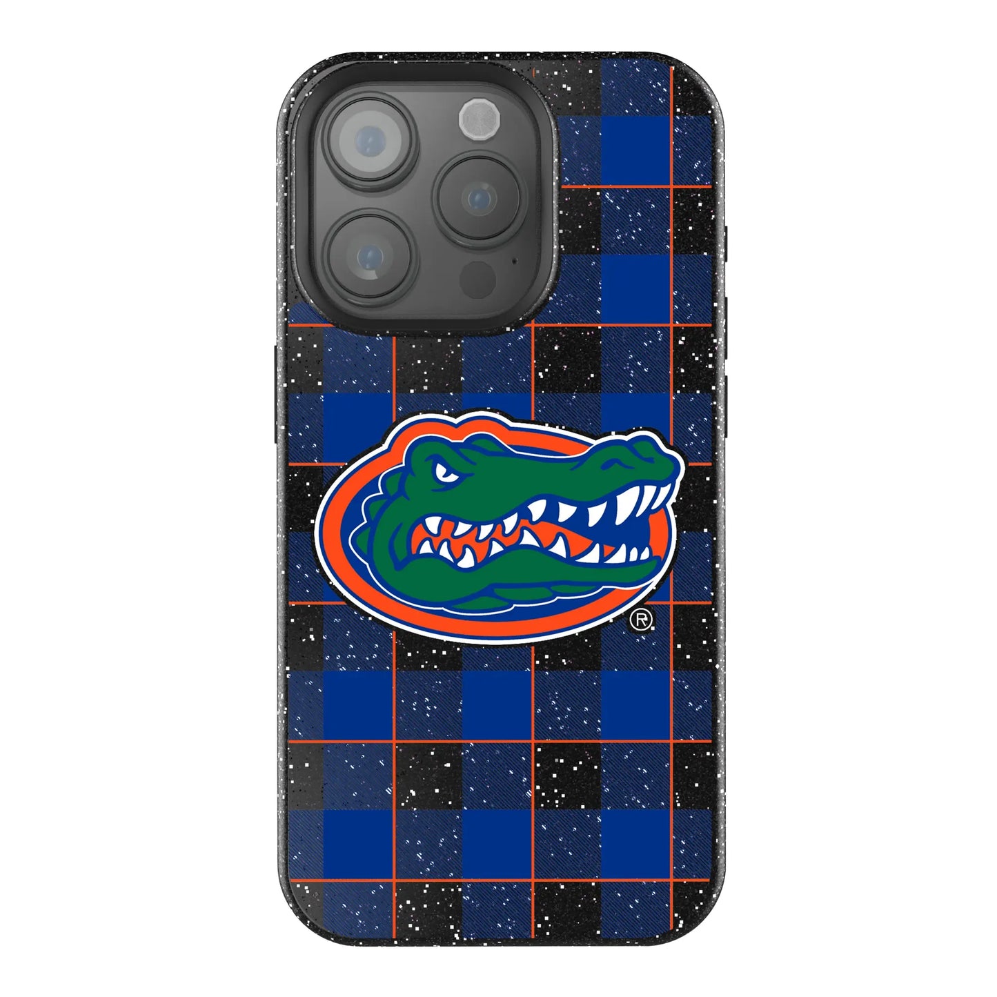 University of Florida Gators Plaid Black Bling Phone Case for Apple iPhone