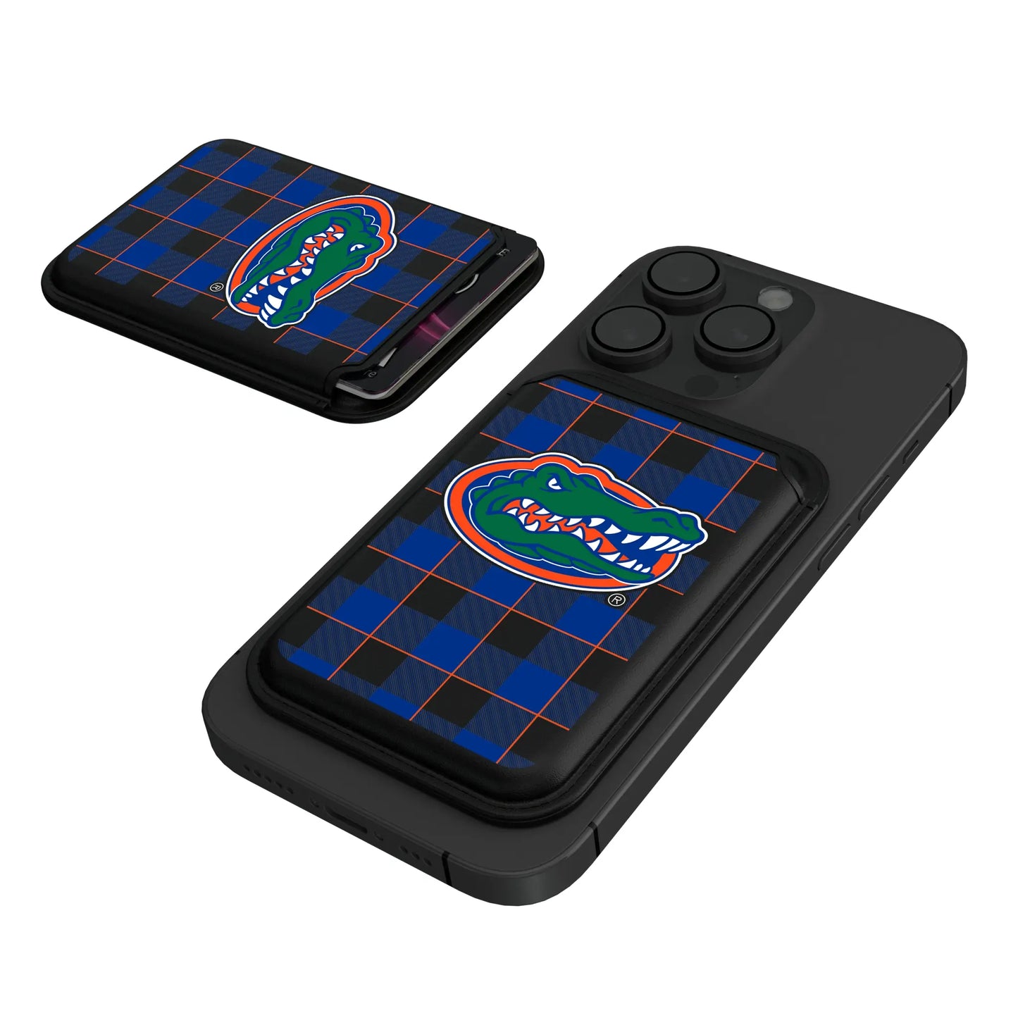 University of Florida Gators Plaid Black Magnetic Credit Card Wallet